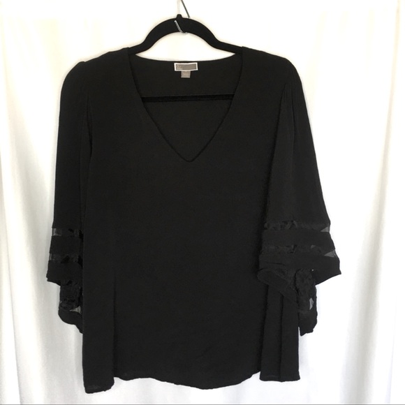 Chelsea28 Black Flutter Sleeve Wrap Blouse - Picture 4 of 7
